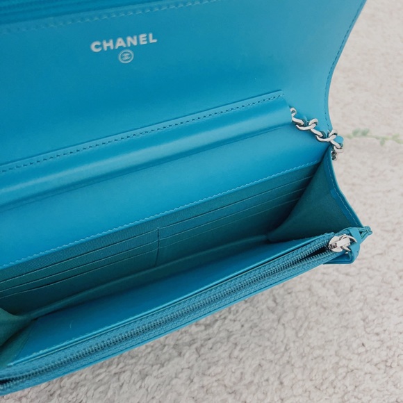 Chanel Boy Wallet on Chain Turquoise Patent WOC - Picture 10 of 13